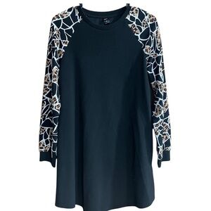 Emery Rose black  Long Sleeve Dress with Animal Print Accents